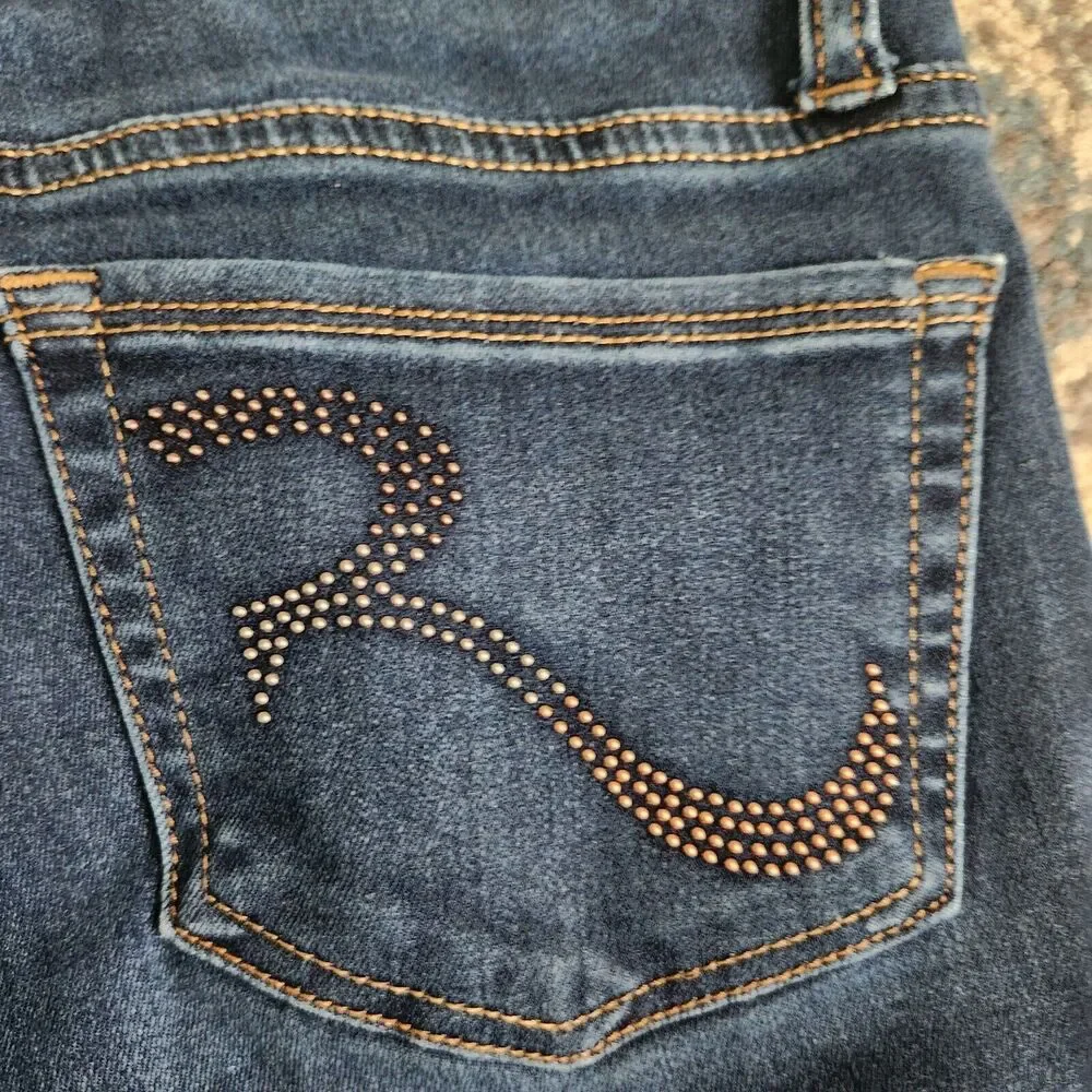Rock & Republic Womens Size 4 Berlin Embroidered Pockets Blue Straight Jeans